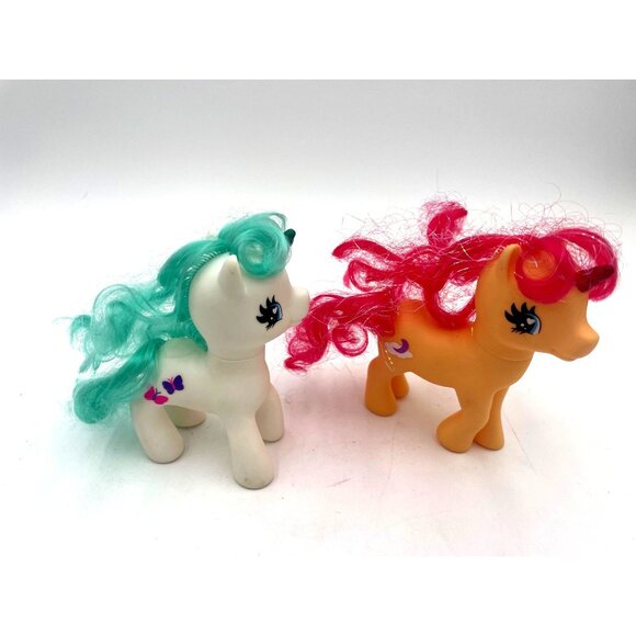2 Vintage 1982 Hasbro My Little Pony Unicorn Figure Pair - Picture 2 of 12